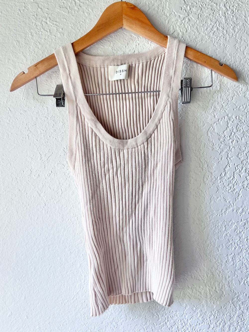 Dissh Tan Ribbed Knit Sweater Tank Sz M